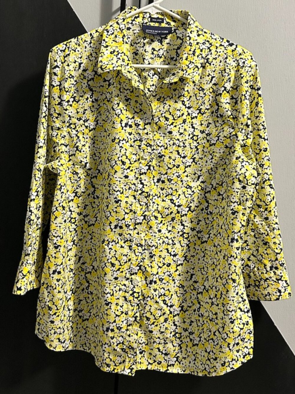 Jones New York Signature Floral Print Button Down Shirt Non-Iron Women's XL